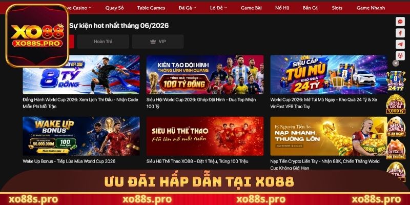 Ưu đãi hấp dẫn tại XO88
